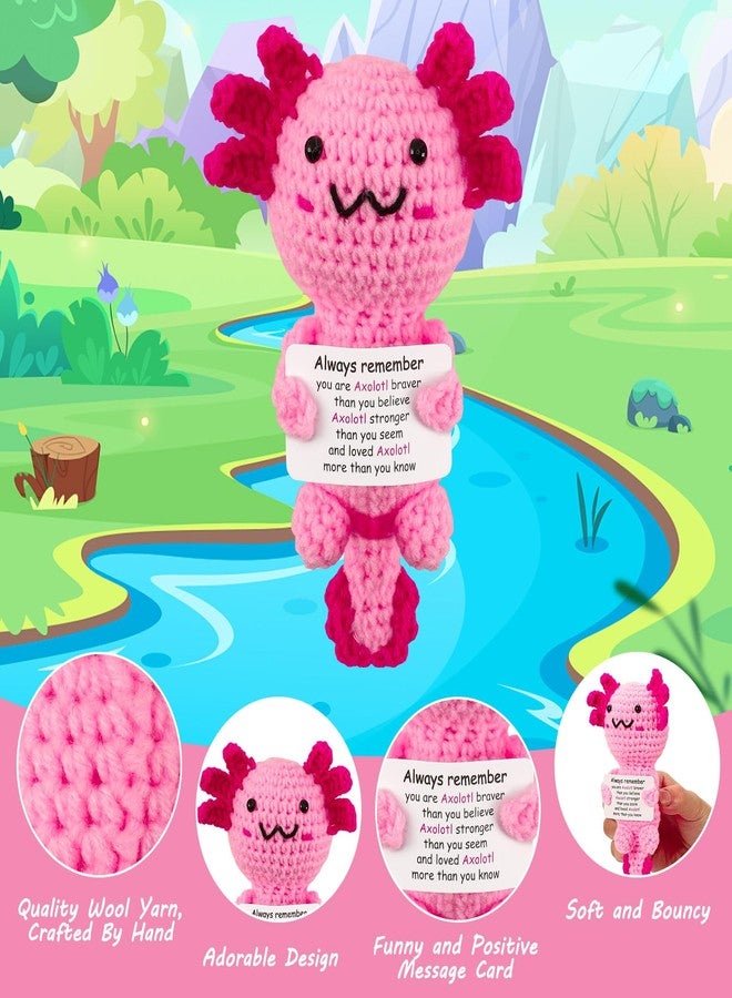 JULEASEL Mini Positive Crochet Axolotl Emotional Support Animals Axolotl Gifts for Teen Girls Funny Gifts for Women Men Xmas Party Decor - Image 5